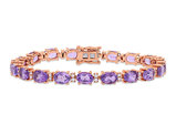 14.50 Carat (ctw) Amethyst and White Sapphire Tennis Bracelet in Rose Plated Sterling Silver
